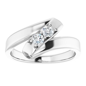 14K White Gold 2-Stone Family Ring Mounting