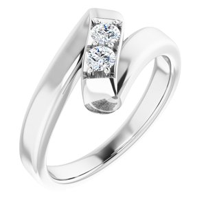 14K White Gold 2-Stone Family Ring Mounting