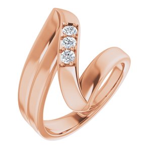 14K Rose Gold 3-Stone Family Ring Mounting