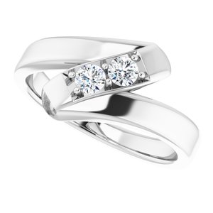 14K White Gold 2-Stone Family Ring Mounting