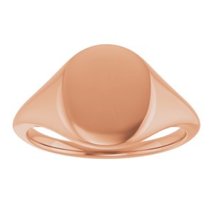 14K Rose Gold 11x9 mm Oval Signet Ring