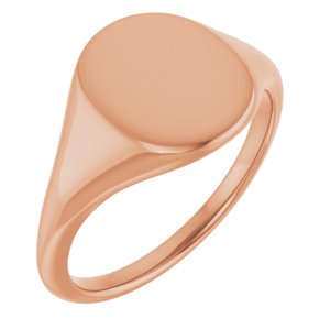 14K Rose Gold 11x9 mm Oval Signet Ring