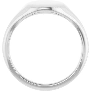 14K White Gold 11x9 mm Oval Signet Ring