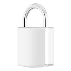 18K X1 White Gold Engravable Lock Pendant
