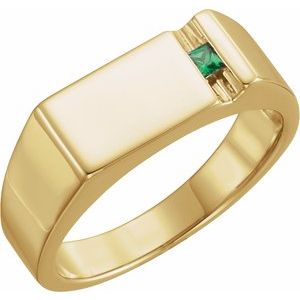 10K Yellow Gold 1-Stone Engravable Family Signet Ring Mounting