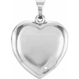 14K White Gold 1-Stone Engravable Family Heart Pendant Mounting