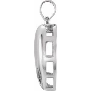 14K White Gold 1-Stone Engravable Family Heart Pendant Mounting