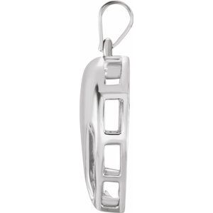14K White Gold 3-Stone Engravable Family Heart Pendant Mounting