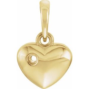 14K Yellow Gold 13.55x8.35 mm Heart Pendant Mounting for 2 mm Round