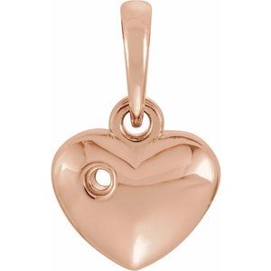 14K Rose Gold 13.55x8.35 mm Heart Pendant Mounting for 2 mm Round