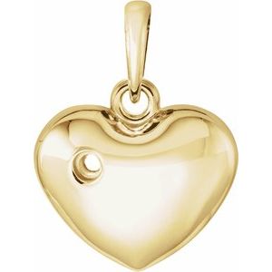 14K Yellow Gold 16.75x12.15 mm Heart Pendant Mounting for 2.4 mm Round