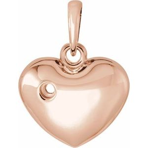 14K Rose Gold 16.75x12.15 mm Heart Pendant Mounting for 2.4 mm Round