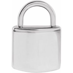 18K White Gold Engravable Lock Pendant
