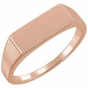 14K Rose Gold 15x7 mm Rectangle Signet Ring