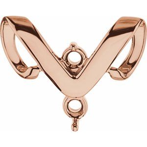 18K Rose Gold 2-Stone Engravable Family Slide Pendant Mounting