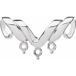 18K White Gold 3-Stone Engravable Family Slide Pendant Mounting