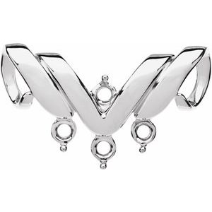 18K Palladium White Gold 4-Stone Engravable Family Slide Pendant Mounting