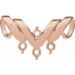 18K Rose Gold 4-Stone Engravable Family Slide Pendant Mounting