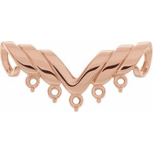 18K Rose Gold 5-Stone Engravable Family Slide Pendant Mounting
