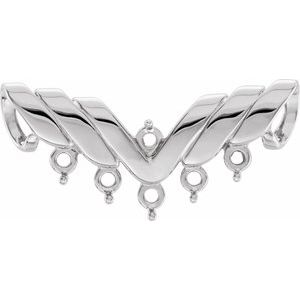 18K Palladium White Gold 6-Stone Engravable Family Slide Pendant Mounting