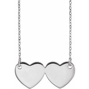 Engravable Double Heart 17" Necklace