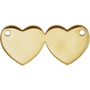 14K Yellow Gold Engravable Double Heart Necklace Center