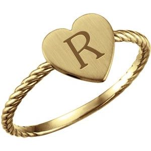 14K Yellow Gold Be Posh�� Engravable Rope Signet Ring