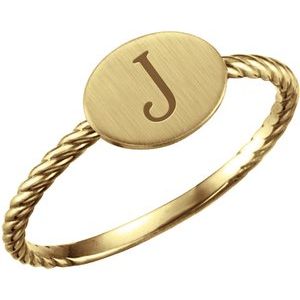 14K Yellow Gold Be Posh�� Engravable Rope Signet Ring
