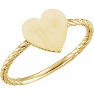 14K Yellow Gold Be Posh�� Engravable Rope Signet Ring