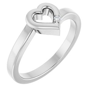 18K White Gold 1-Stone Family Engravable Heart Ring Mounting