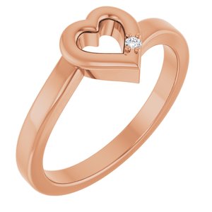 10K Rose Gold 1-Stone Family Engravable Heart Ring Mounting
