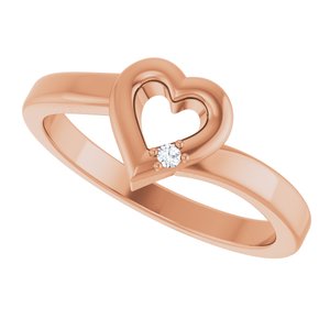 10K Rose Gold 1-Stone Family Engravable Heart Ring Mounting