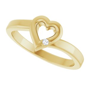 18K Yellow Gold 1-Stone Family Engravable Heart Ring Mounting