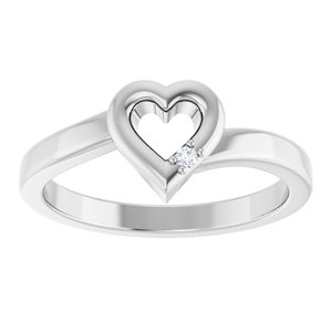 Continuum Sterling Silver 1-Stone Family Engravable Heart Ring Mounting