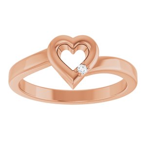 18K Rose Gold 1-Stone Family Engravable Heart Ring Mounting