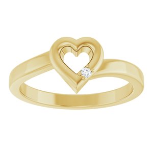 18K Yellow Gold 1-Stone Family Engravable Heart Ring Mounting
