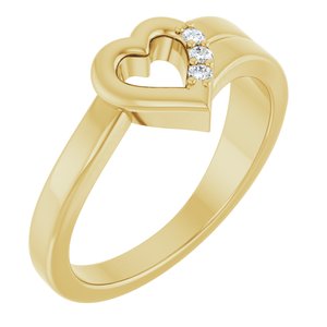 18K Yellow Gold 3-Stone Family Engravable Heart Ring Mounting