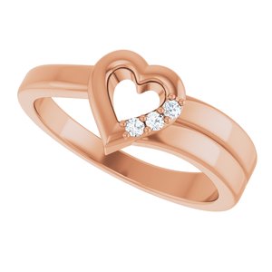 10K Rose Gold 3-Stone Family Engravable Heart Ring Mounting