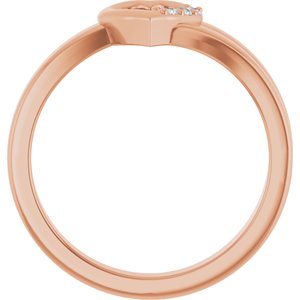 18K Rose Gold 3-Stone Family Engravable Heart Ring Mounting