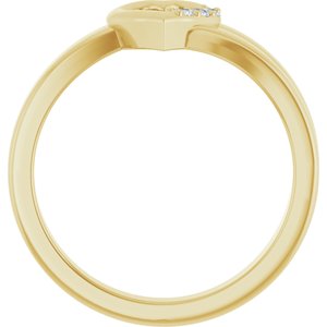18K Yellow Gold 3-Stone Family Engravable Heart Ring Mounting