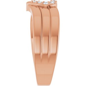 10K Rose Gold 5-Stone Family Engravable Heart Ring Mounting