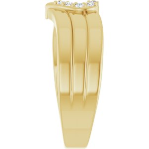 18K Yellow Gold 5-Stone Family Engravable Heart Ring Mounting