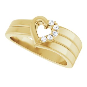 18K Yellow Gold 5-Stone Family Engravable Heart Ring Mounting