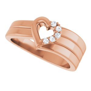 10K Rose Gold 5-Stone Family Engravable Heart Ring Mounting