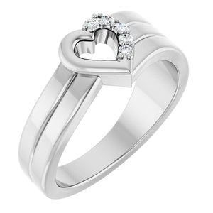 10K X1 White Gold 5-Stone Family Engravable Heart Ring Mounting
