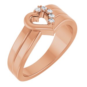 10K Rose Gold 5-Stone Family Engravable Heart Ring Mounting