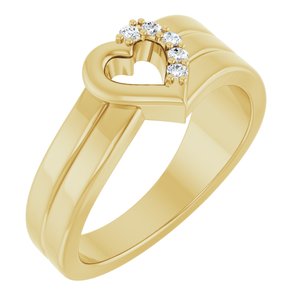 18K Yellow Gold 5-Stone Family Engravable Heart Ring Mounting