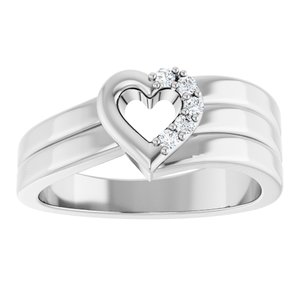 18K Palladium White Gold 5-Stone Family Engravable Heart Ring Mounting