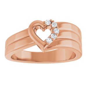 18K Rose Gold 5-Stone Family Engravable Heart Ring Mounting