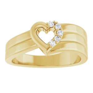18K Yellow Gold 5-Stone Family Engravable Heart Ring Mounting